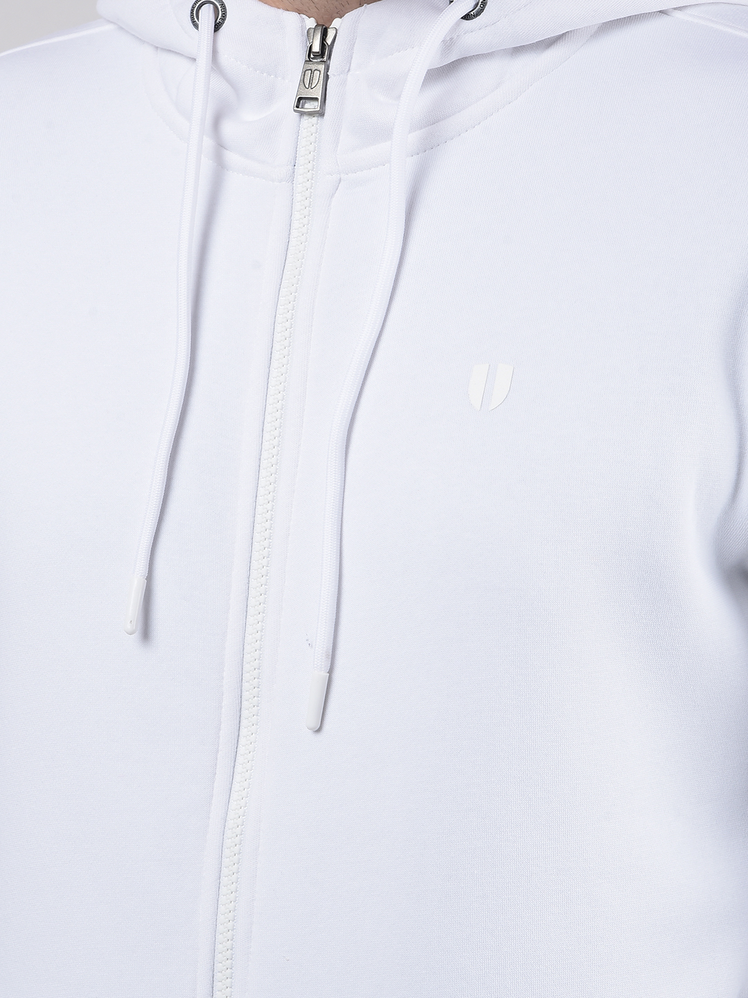 Numero Uno Men White Zip-Up Hoodie